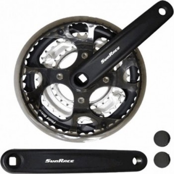 SUNRACE City Crankset 3x7/8V 28/38/48T 170mm Black with Chain Guard - 1