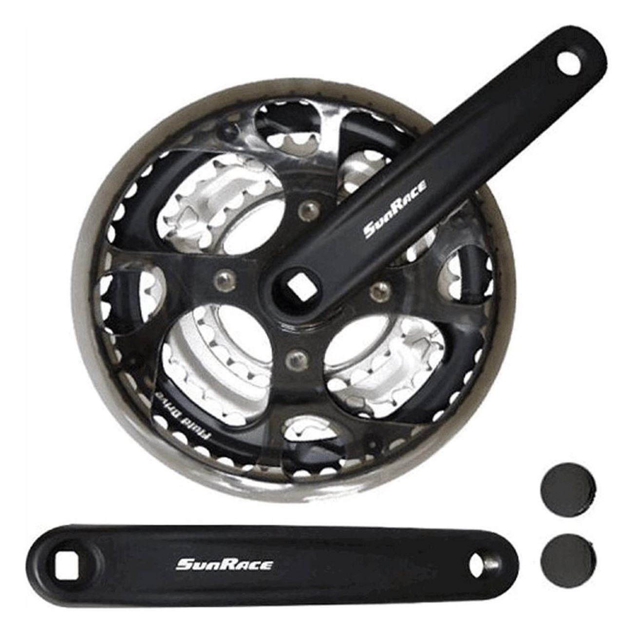 SUNRACE City Crankset 3x7/8V 28/38/48T 170mm Black with Chain Guard - 1