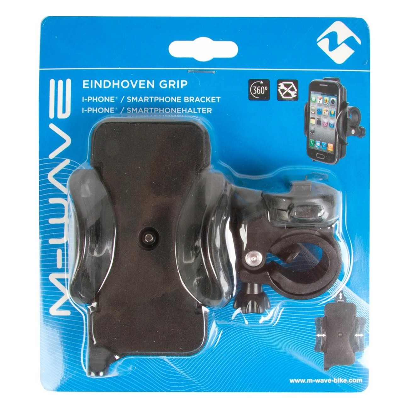 Supporto Universale per Smartphone M-Wave Eindhoven Grip Nero, Rotazione 360°, Montaggio su Manubrio - 4 - Supporti e adattatori