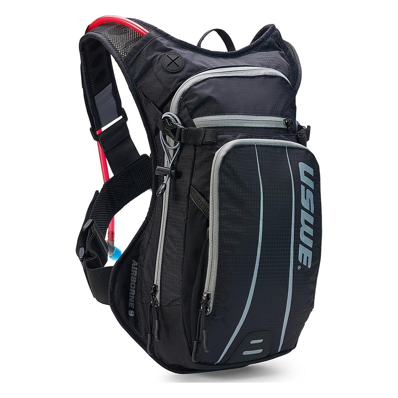 Sac à dos MTB USWE Airborne 9 Litres Noir-Gris avec Sac d'Hydratation - 1