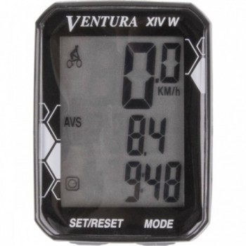 Wireless Fahrradcomputer Ventura XIV W Schwarz - 14 Funktionen, wasserdicht - 1