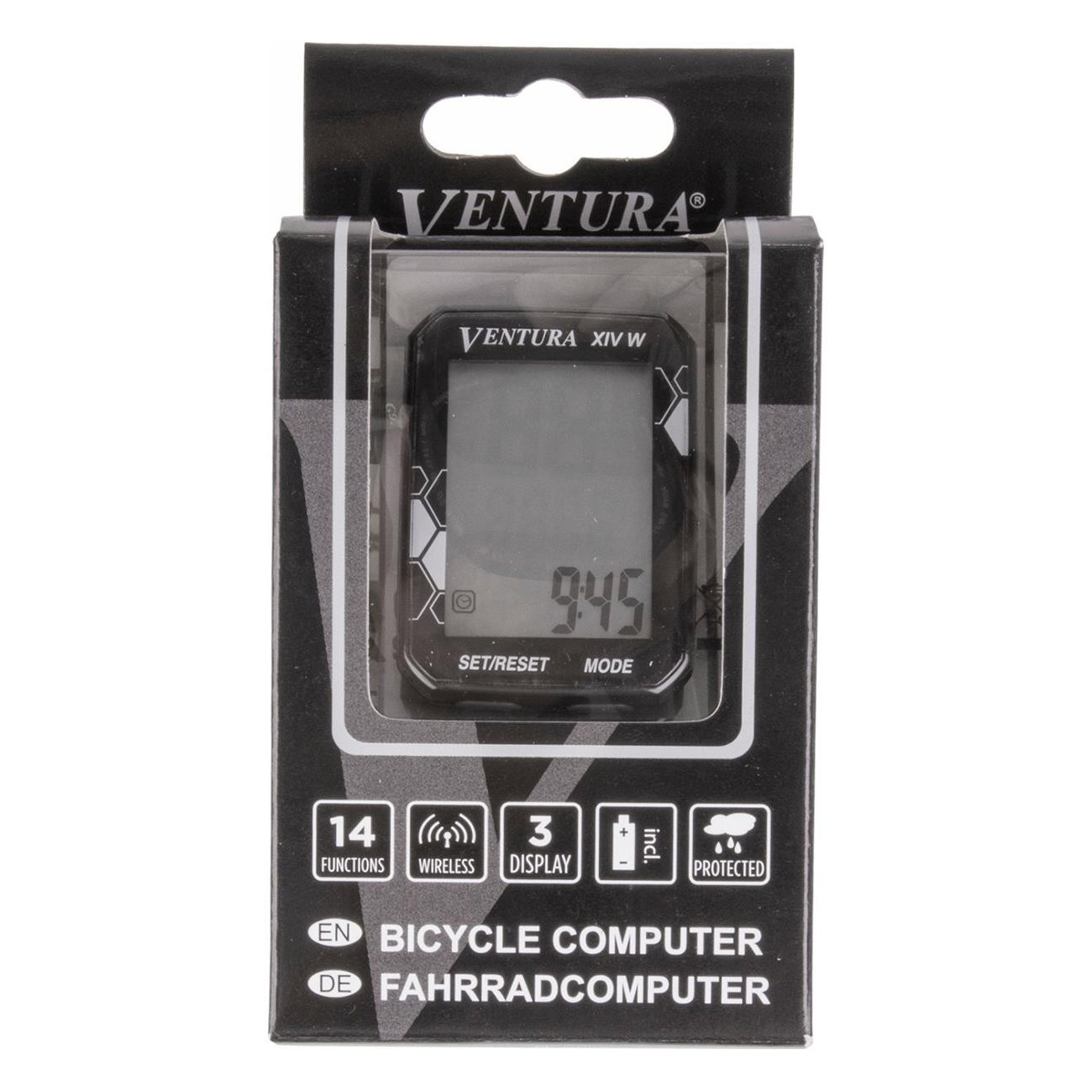 Wireless Fahrradcomputer Ventura XIV W Schwarz - 14 Funktionen, wasserdicht - 2