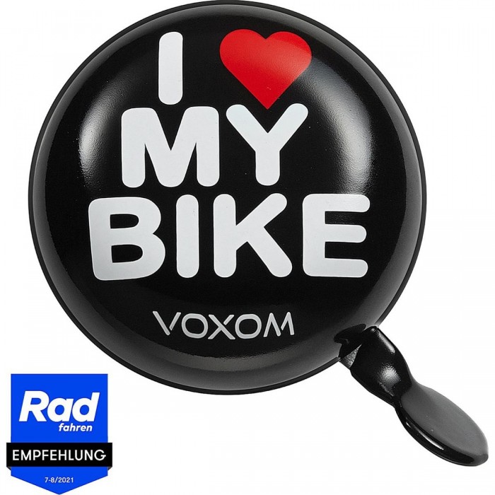 Campanello per Bicicletta Voxom KL17 Nero 'Amo la Mia Bici' - Acciaio Resistente, Suono Ding Dong 89 dB - 1 - Campanelli - 40264