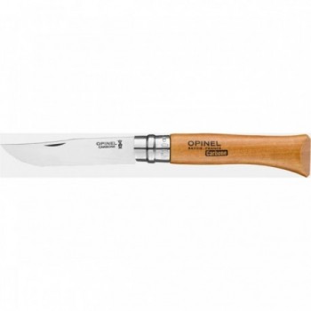 Coltello Opinel N°10 in Acciaio al Carbonio con Manico in Faggio e Anello di Sicurezza Virobloc, Ideale per Uso Interno ed Ester