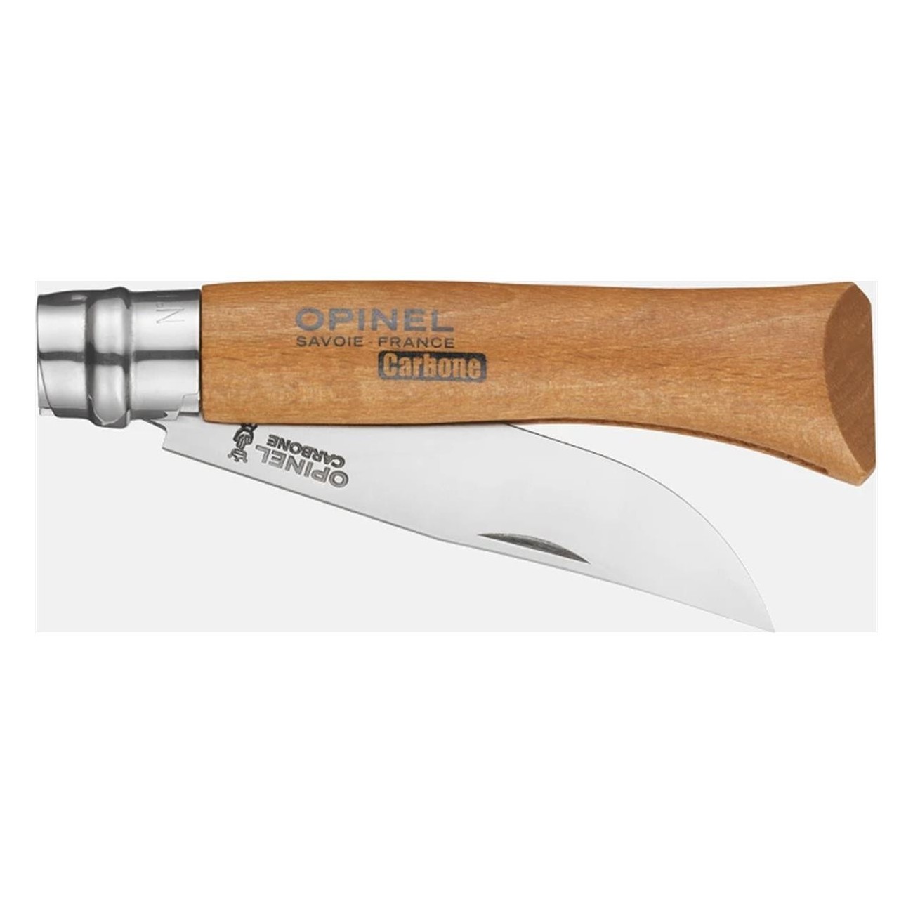 Coltello Opinel N°10 in Acciaio al Carbonio con Manico in Faggio e Anello di Sicurezza Virobloc, Ideale per Uso Interno ed Ester