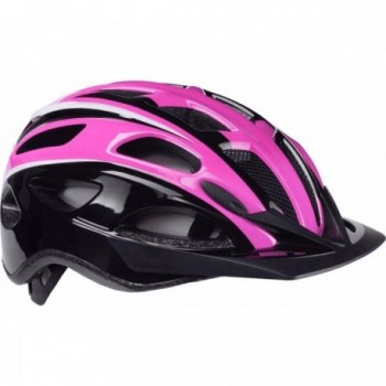 Casco Ciclismo S-291 con Fanale, Colori Rosa/Nero/Bianco, Taglia M (54/59 cm), 17 Fori di Ventilazione - 1 - Caschi - 8053329964