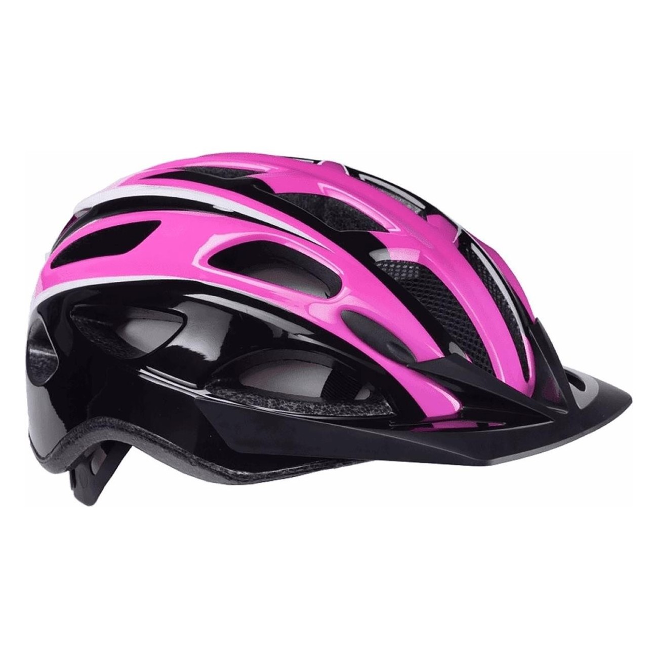 Casco Ciclismo S-291 con Fanale, Colori Rosa/Nero/Bianco, Taglia M (54/59 cm), 17 Fori di Ventilazione - 1 - Caschi - 8053329964