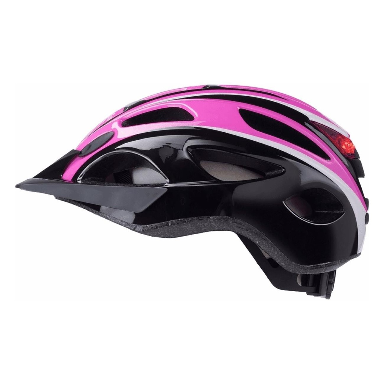 Casco Ciclismo S-291 con Fanale, Colori Rosa/Nero/Bianco, Taglia M (54/59 cm), 17 Fori di Ventilazione - 2 - Caschi - 8053329964