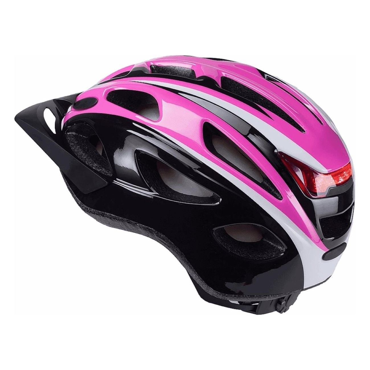 Casco Ciclismo S-291 con Fanale, Colori Rosa/Nero/Bianco, Taglia M (54/59 cm), 17 Fori di Ventilazione - 3 - Caschi - 8053329964