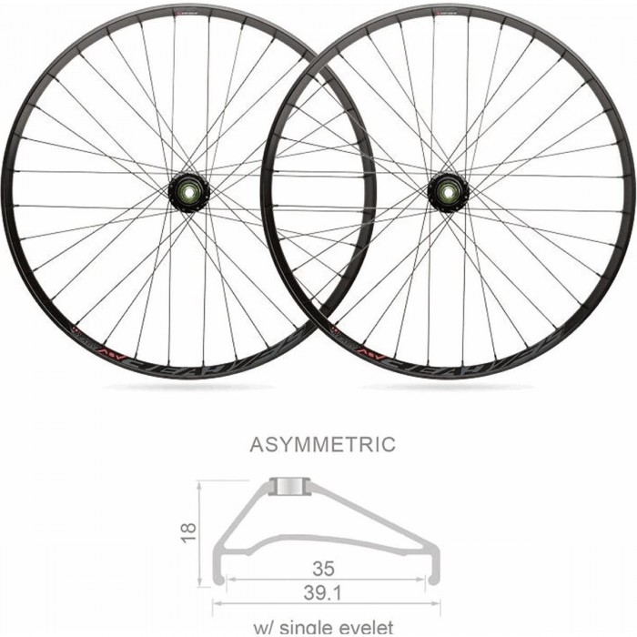 MTB Tubeless Wheelset 27.5' 35mm, Shimano 10/11V, Black, 32 Spokes, BLACKJACK - 1