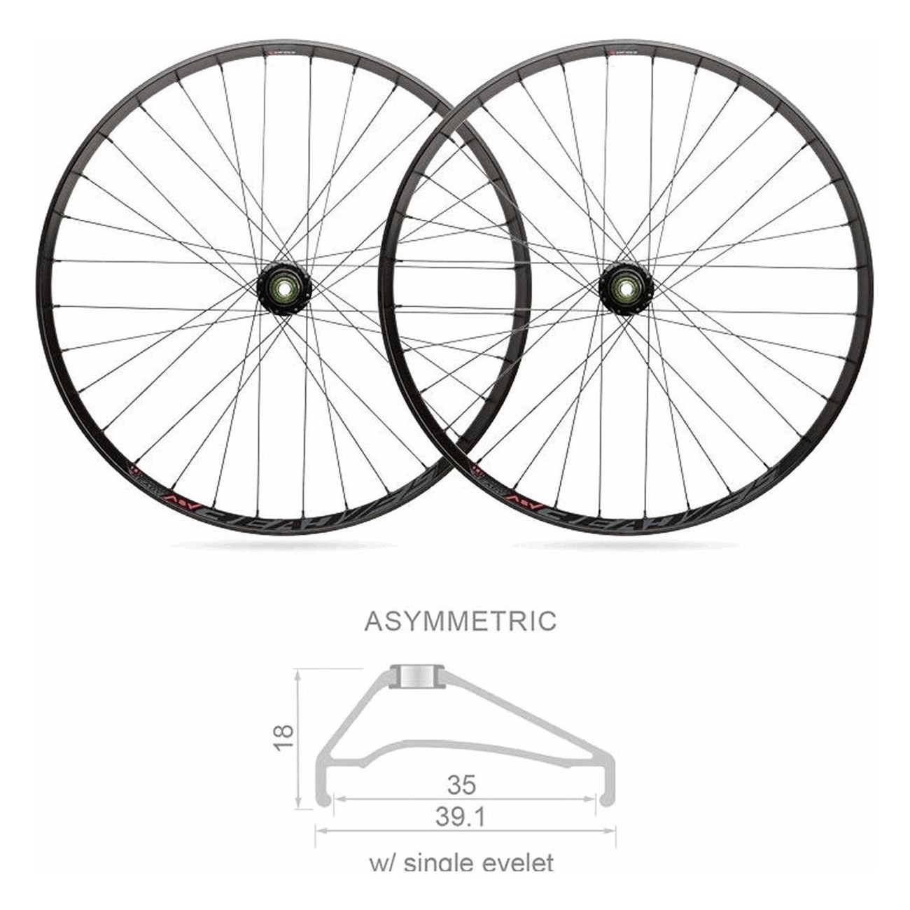 MTB Tubeless Wheelset 27.5' 35mm, Shimano 10/11V, Black, 32 Spokes, BLACKJACK - 1