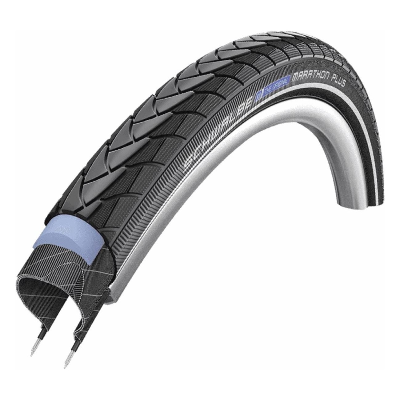 Pneu Schwalbe Marathon Plus 700x25 Noir Reflex Imperméable pour Ville et E-Bike - 1