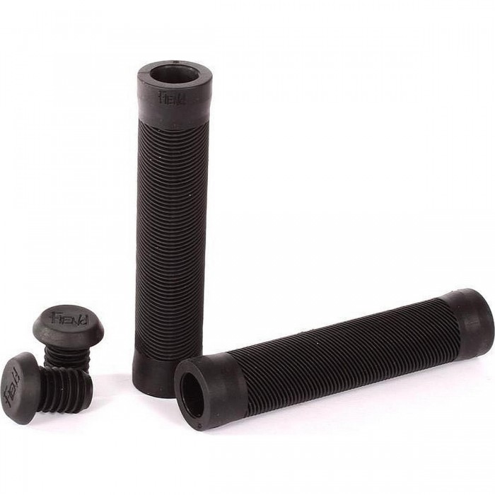 Fiend Black Flangeless Grips - Krayton Rubber Team Handles, 150 mm - 1