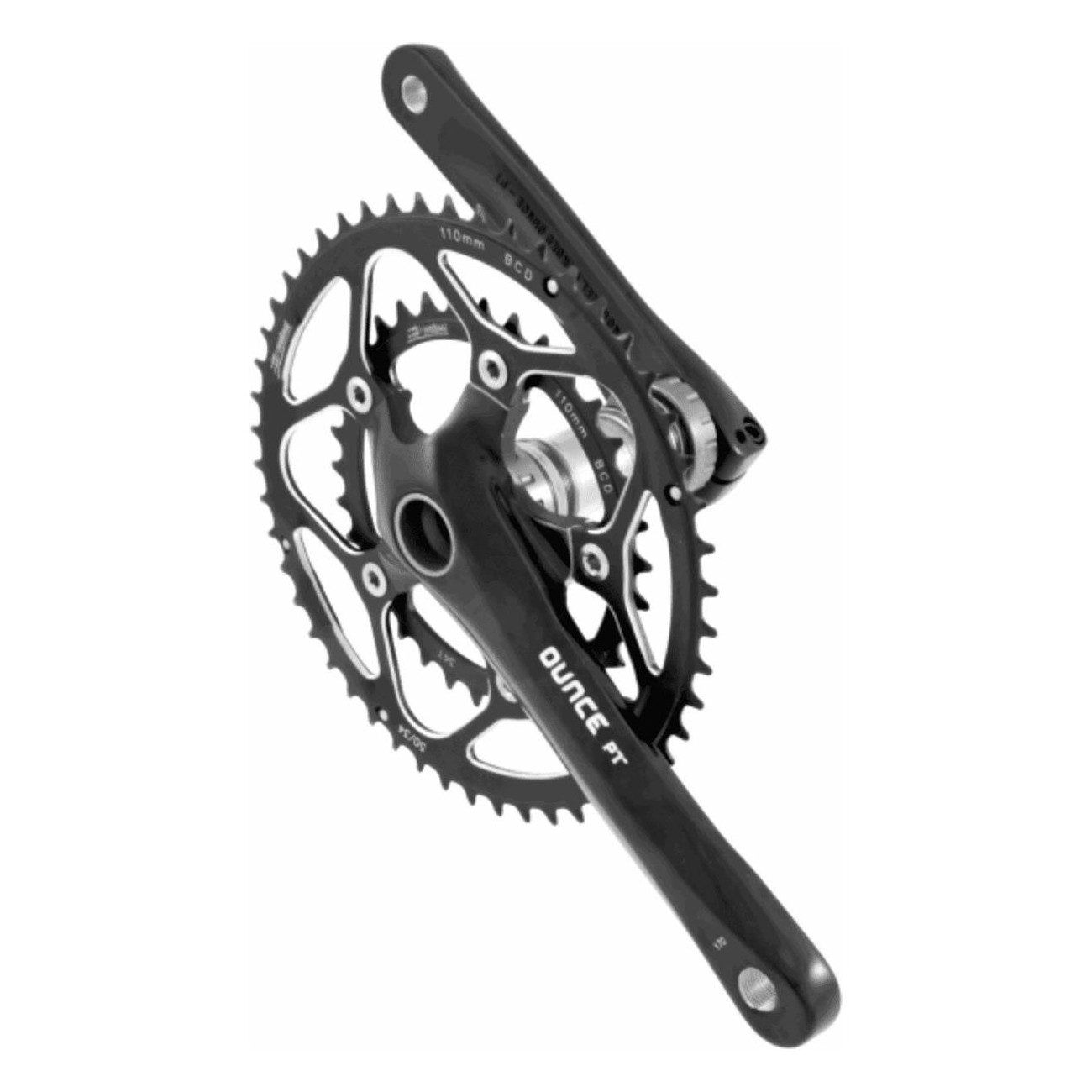 Road Bike Crankset 34/50T 172.5mm 10-speed BSA Black with Aluminum Rings - 1