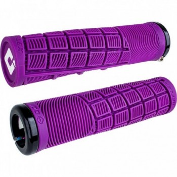 Odi Grips Reflex V2.1 Lock-On Purple with Black Clamps, 135mm for BMX and MTB - 1