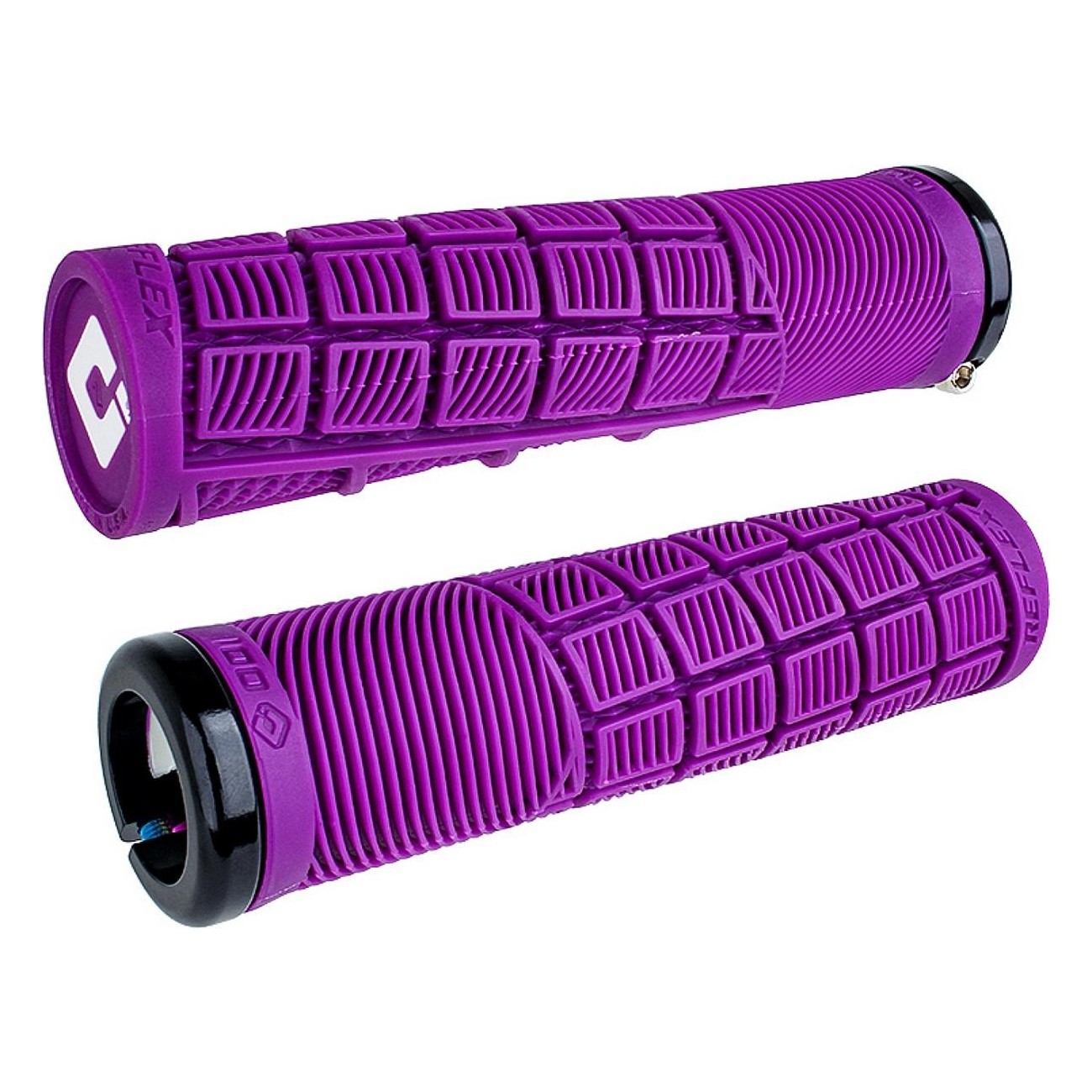 Odi Grips Reflex V2.1 Lock-On Purple with Black Clamps, 135mm for BMX and MTB - 1