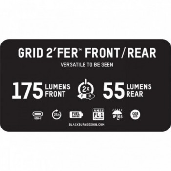 Lumière de vélo avant/arrière Blackburn GRID 2'FER 175 Lumens USB - 2