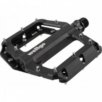 Black Cr-Mo Aluminum Flat MTB Pedals, 106x105x22mm, 378g, Durable & Lightweight - 1