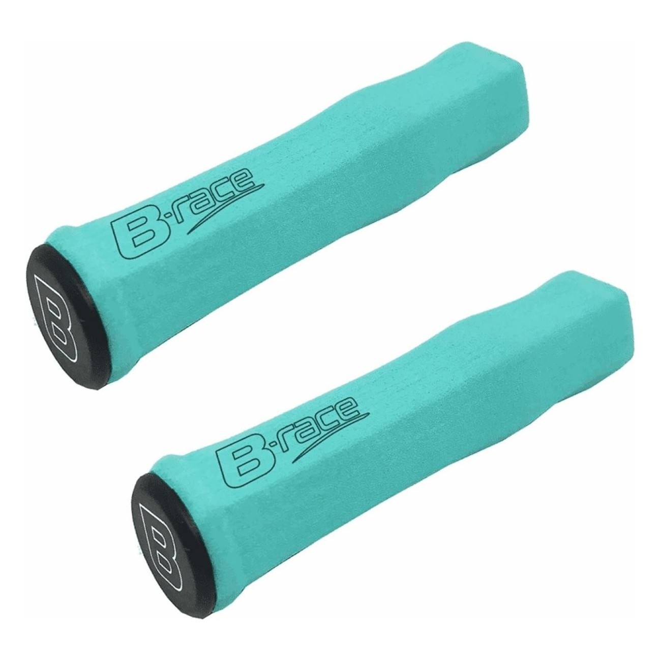 Soft Sponge Grips Aquamarine 127mm with Handlebar Caps for Bike or Scooter - 1