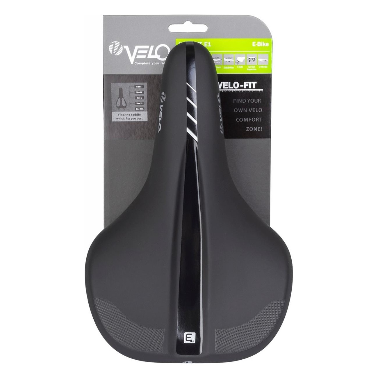 Sella e-bike VELO-FIT E1 XL 176x270 mm Nero per Biciclette Elettriche - 8 - Selle - 0887539030513