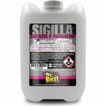 Dr.bike Sigillante Schiumoso 5L - Ripara Fori Pneumatici fino a 5mm, Formula Liquida fino a 6 Mesi - 1 - Lattice sigillante - 80