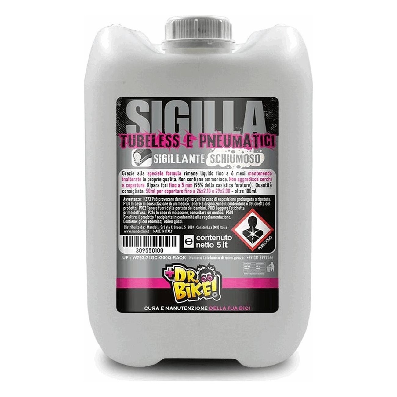 Dr.bike Scellant Mousse 5L - Répare les Crevaisons jusqu'à 5mm, Formule Liquide 6 Mois - 1