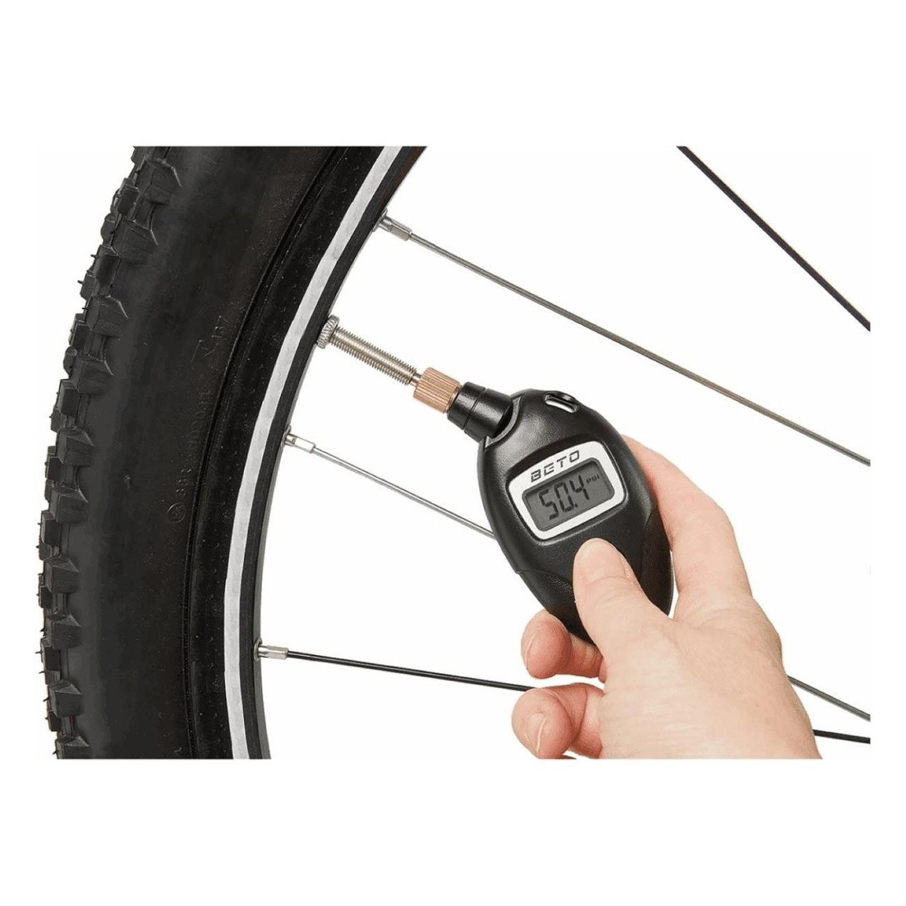 Digital Tire Pressure Gauge Beto 160 psi/11 bar for Workshop, AV/FV Valve Compatible - 2