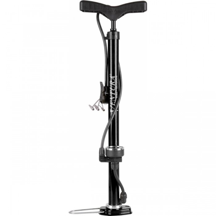 Ventura Steel Floor Pump with Gauge and Dual Pump Universal Head - 1