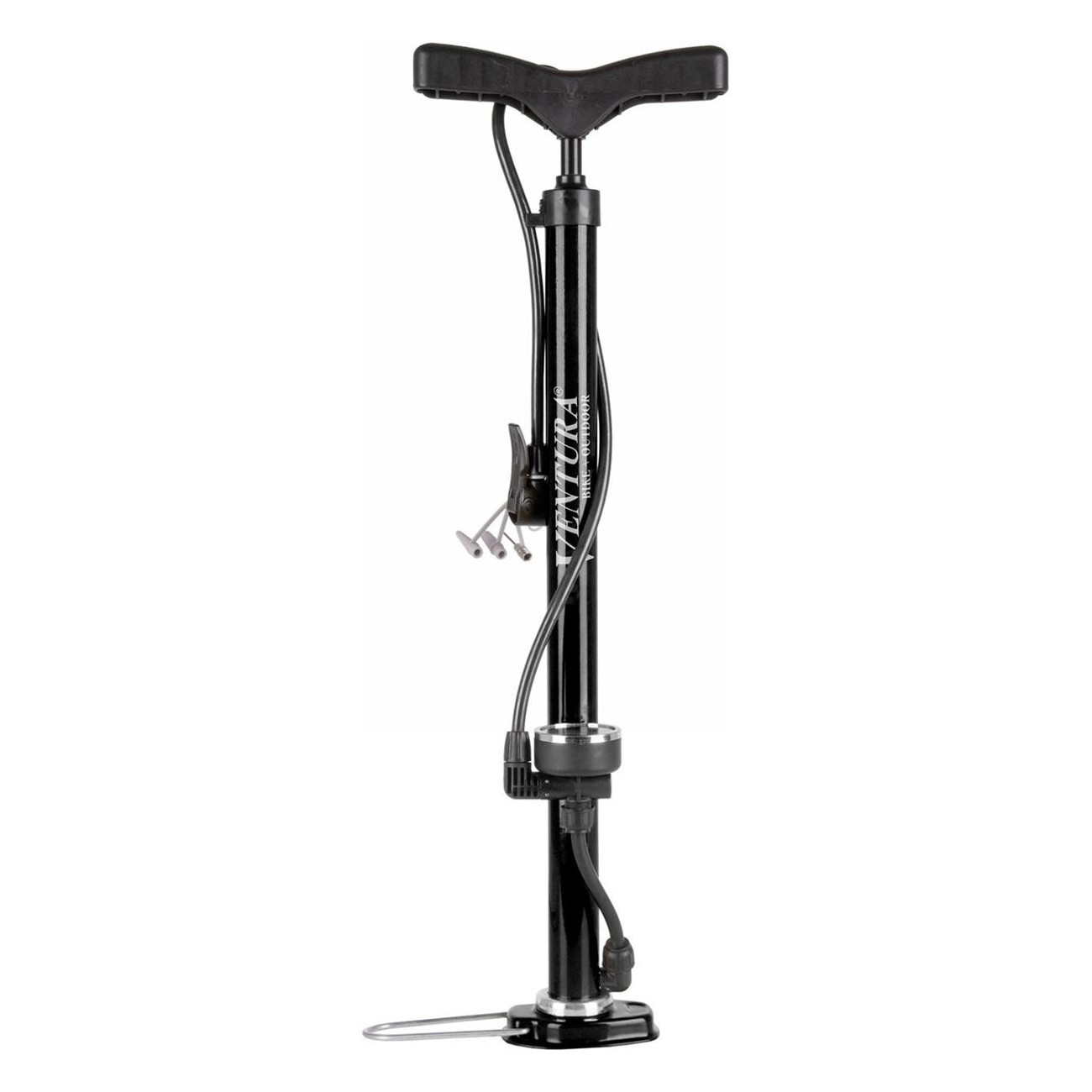 Ventura Steel Floor Pump with Gauge and Dual Pump Universal Head - 1