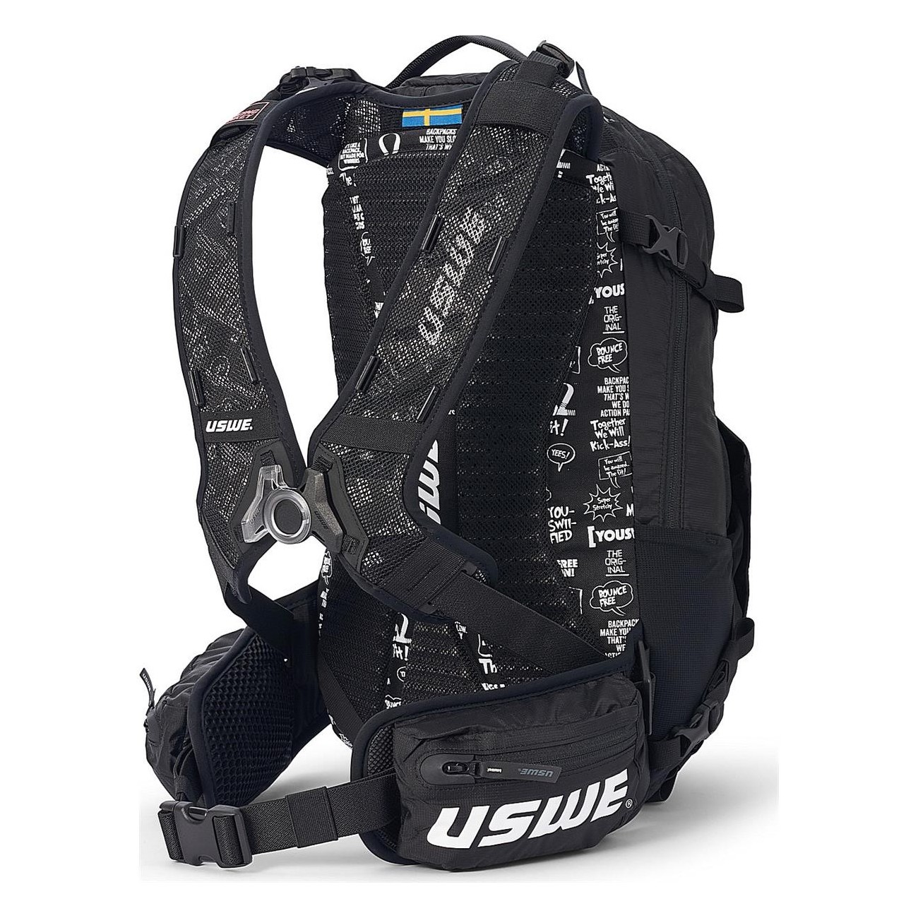 USWE Shred 25L Black Backpack for Freeride and MTB with No Dancing Monkey 2.0 - 2