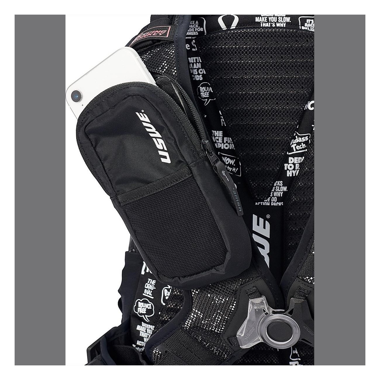 Mochila USWE Shred 25 Litros Negra para Freeride y MTB con Sistema No Dancing Monkey 2.0 - 7