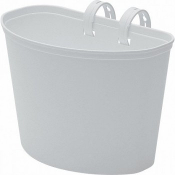 Cestino Bici Junior in Plastica Resistente Bianco 20x11x14 cm con Fascetta e Staffa di Ferro - 1 - Cestini - 8005586207050