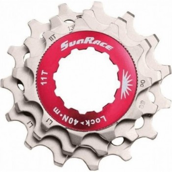 Lockring Rojo de Aluminio Plateado para Piñones 11V - Compatible con Shimano Sunrace - 1