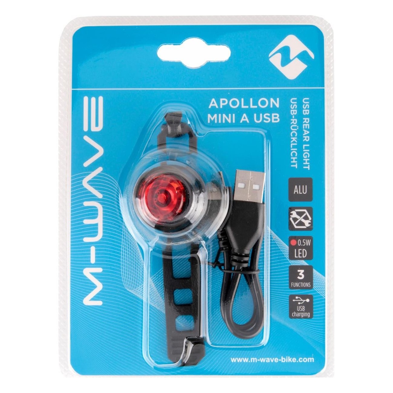 M-Wave Apollon Mini USB Rücklicht LED Rot 0,5W Aluminium Schwarz - 3