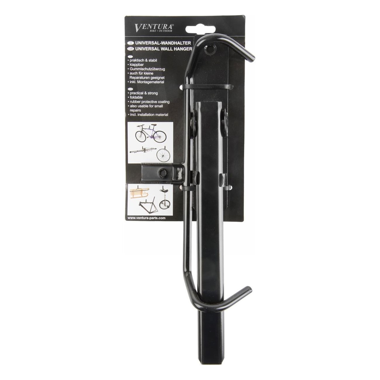 Soporte Plegable de Pared para Bicicleta con Recubrimiento Antirayaduras, Negro - 3