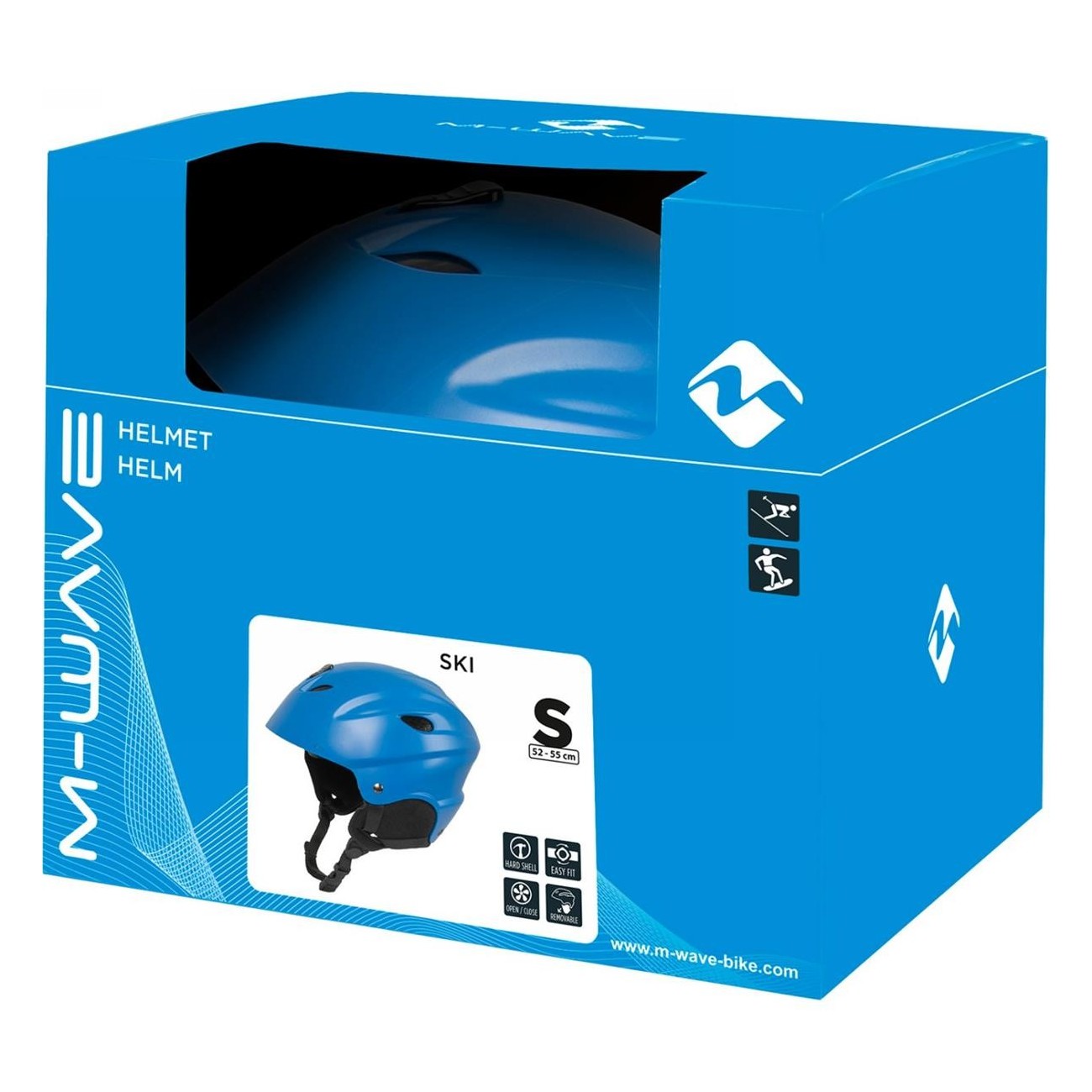 M-Wave Skihelm Blau Matt S (52-55 cm) mit Ringsystem und abnehmbaren Polstern - 8