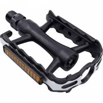 Black Aluminum MTB Pedals with Reflectors 105x82x23mm - MVTEK - 1