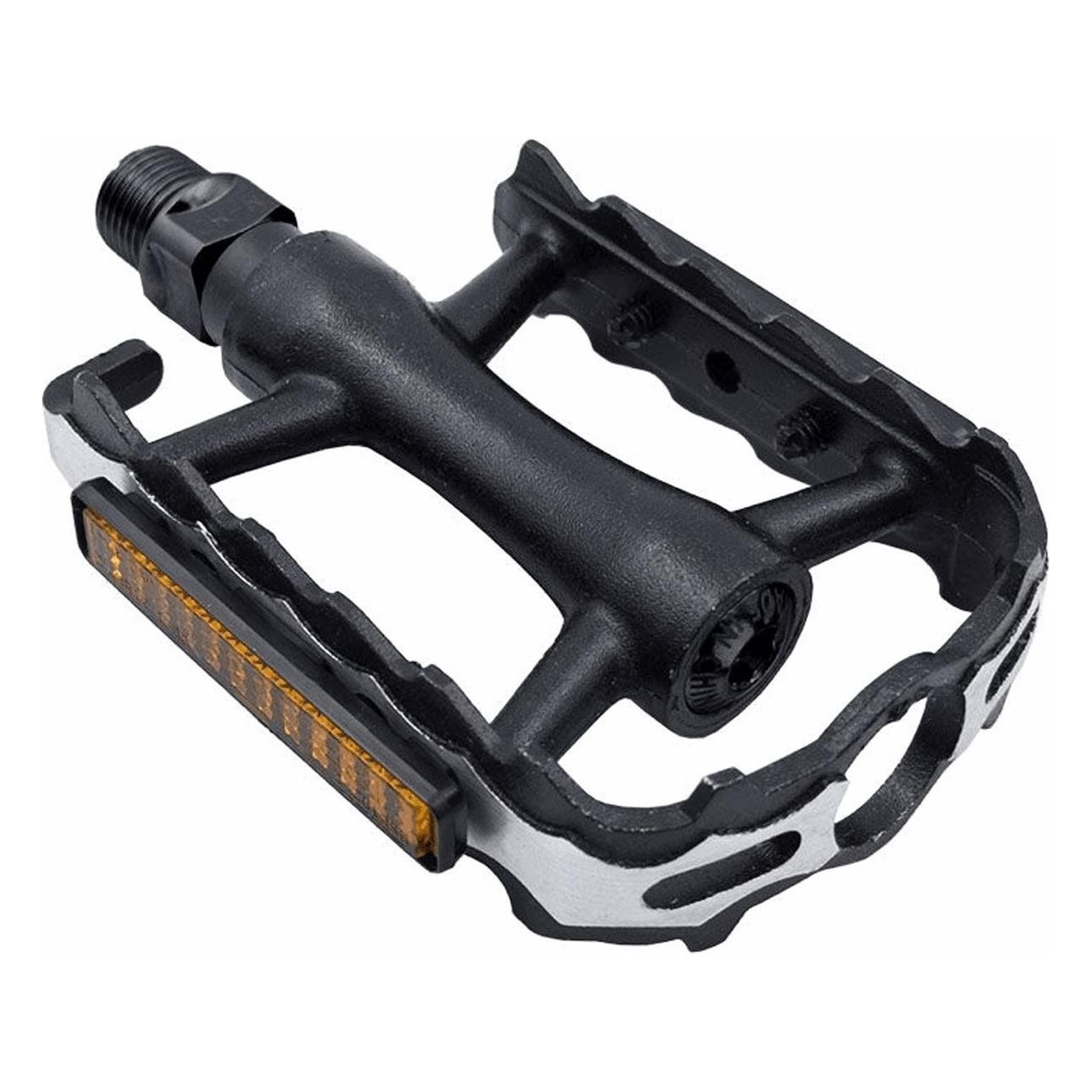 Black Aluminum MTB Pedals with Reflectors 105x82x23mm - MVTEK - 1