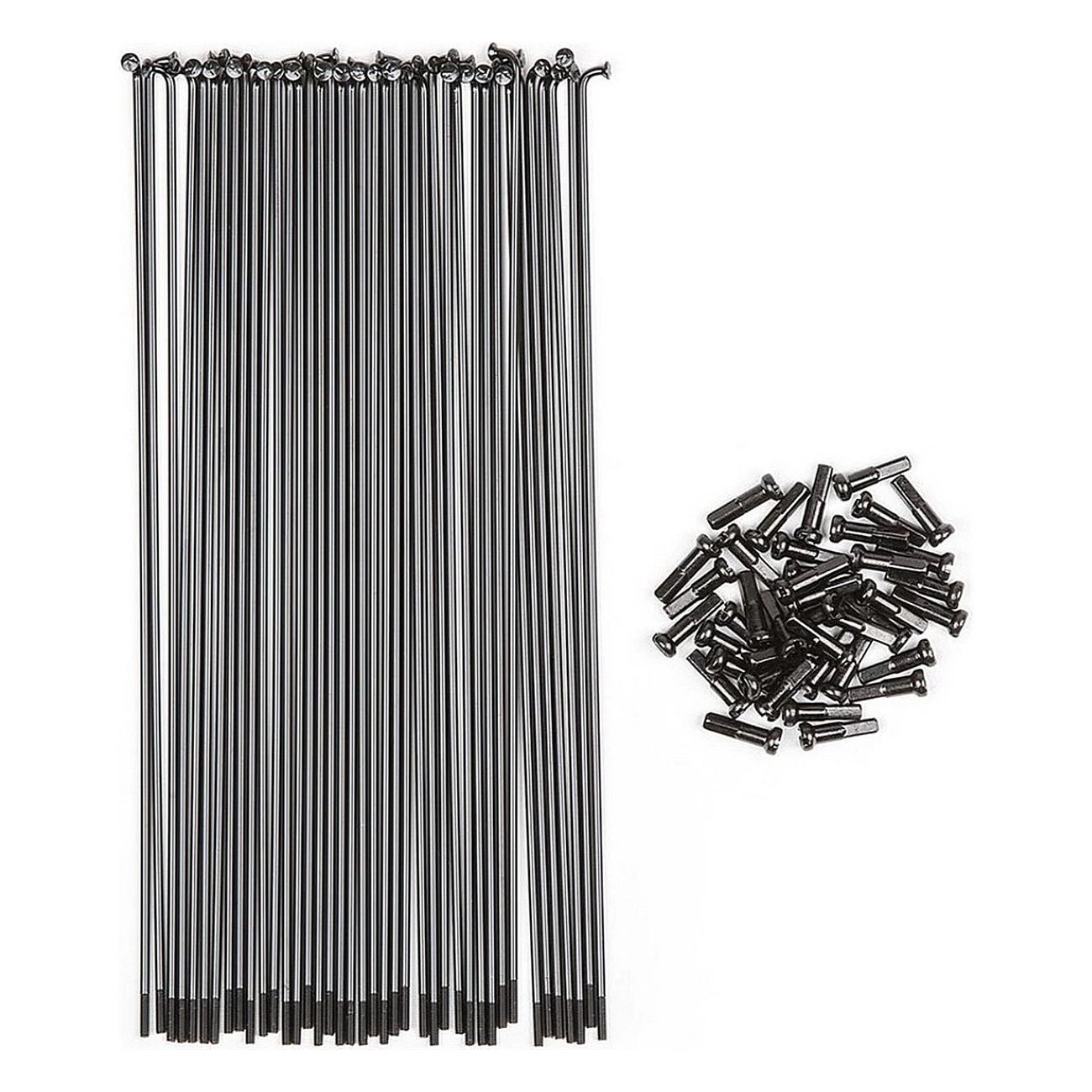 Stainless Steel Spokes 186 mm with Thickness - Pack of 40 with Black Nipples - 1