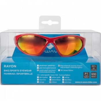 M-WAVE Red Kids Sunglasses with Iridium UV 400 Lenses, Shockproof and Scratch-Resistant - 3