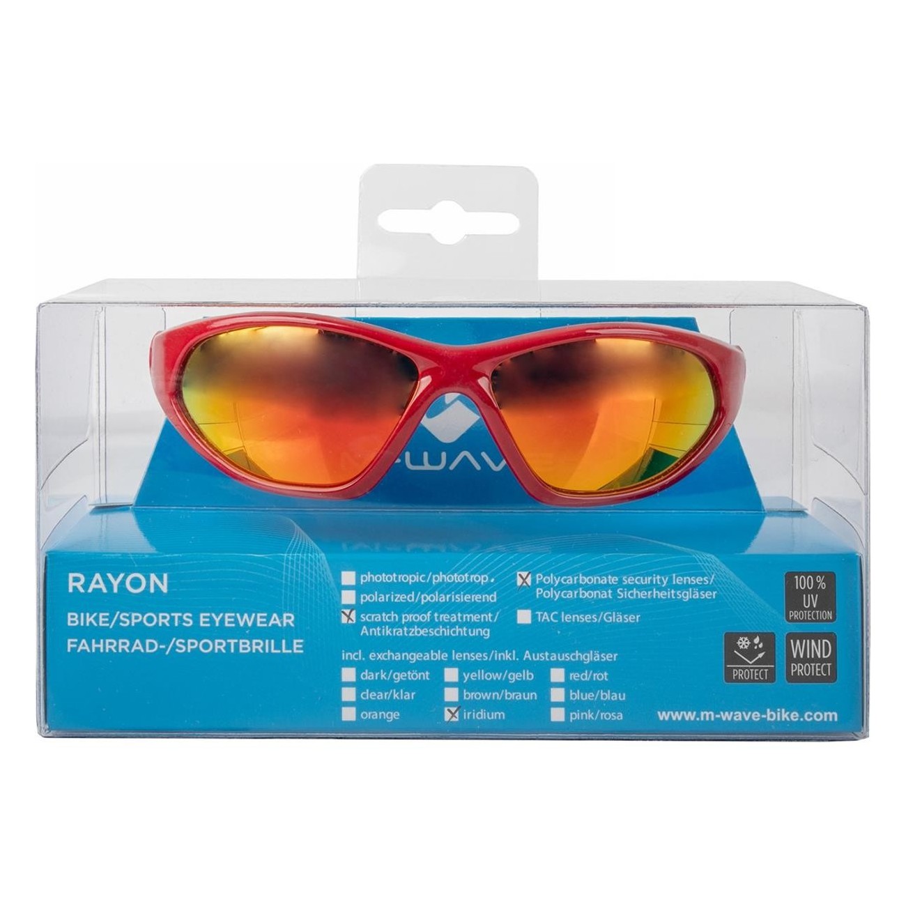 M-WAVE Red Kids Sunglasses with Iridium UV 400 Lenses, Shockproof and Scratch-Resistant - 3