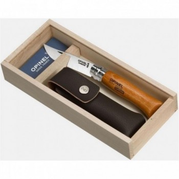 Set Coltelli Opinel N.8 con Lama in Acciaio al Carbonio, Fodero e Astuccio in Legno - 4 Pezzi - 1 - Coltelli - 3123840008153