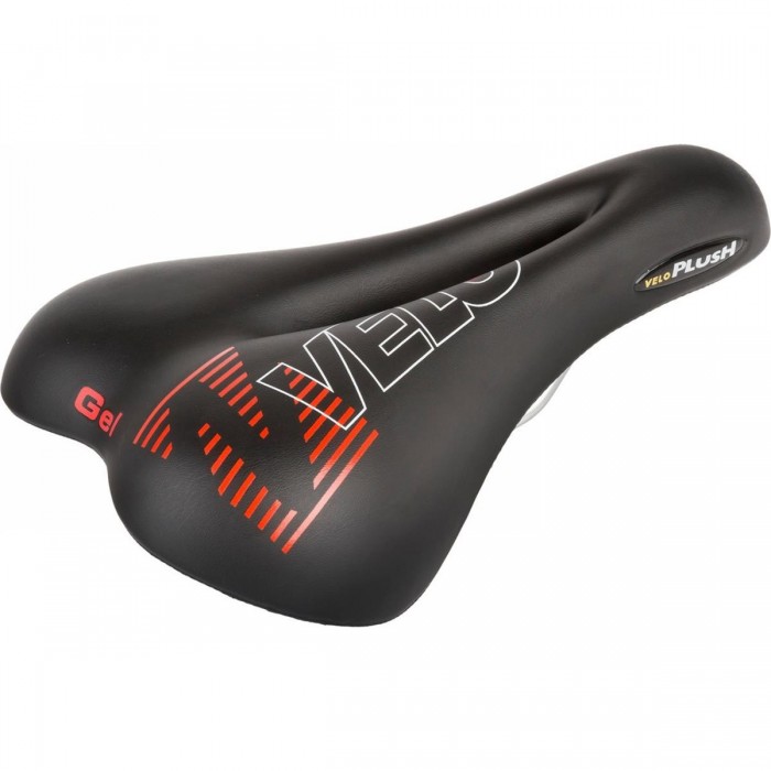 VELO Black Gel Saddle 267x168 mm, 478g, Steel Frame, No Clamp - 1