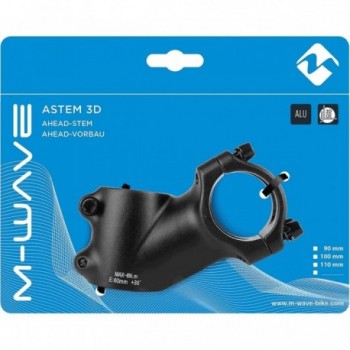 M-WAVE Black Aluminum Handlebar Stem 31.8mm x 60mm, 35° Angle - 2