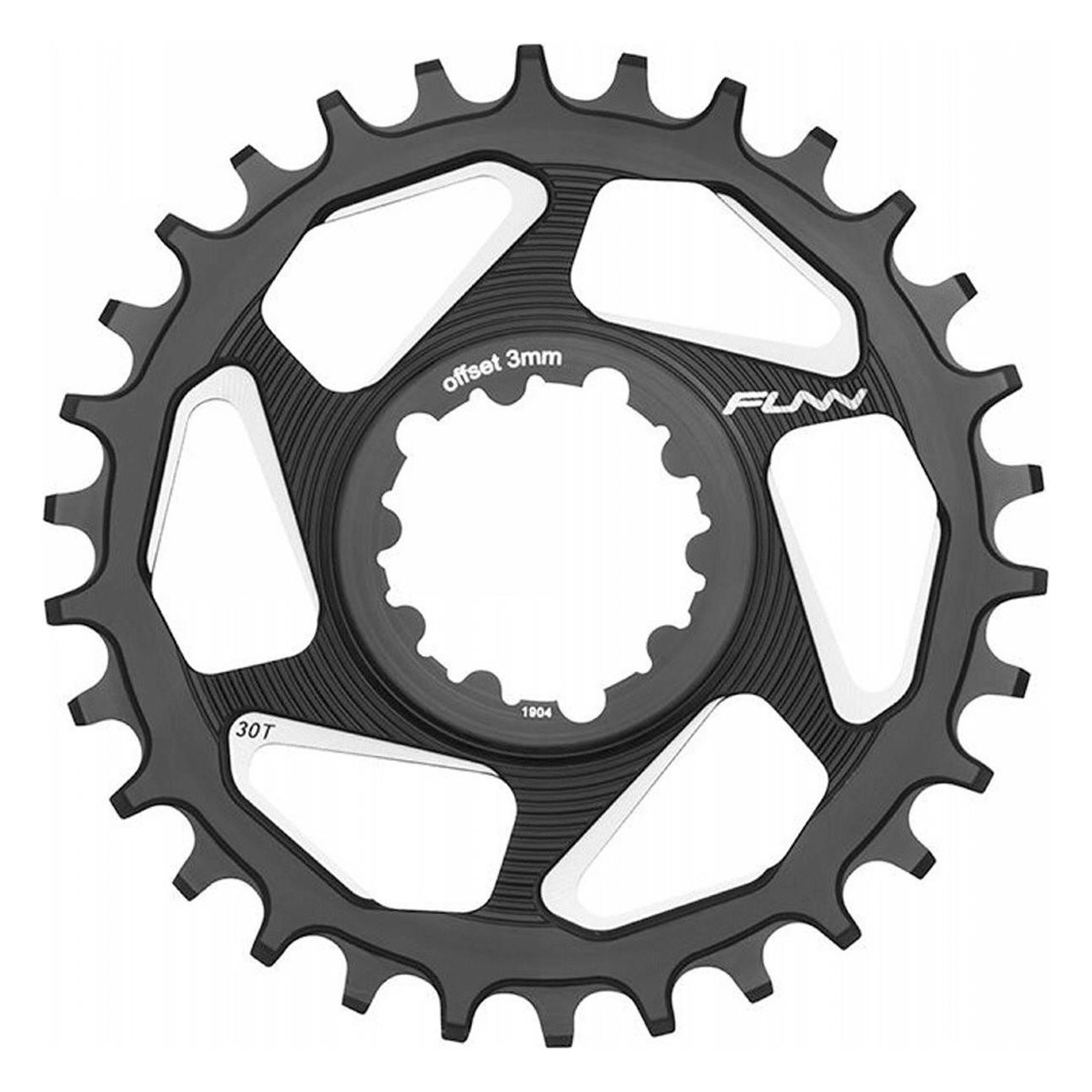 30T Black 7075 Aluminum CNC Chainring for SRAM Direct Mount 9-12V, 3mm Offset - 1