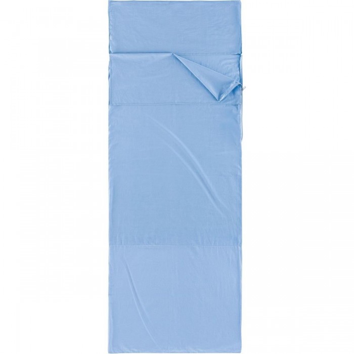 Drap de sac en coton bleu avec fermeture éclair et poche pour coussin 210x80 cm - 1