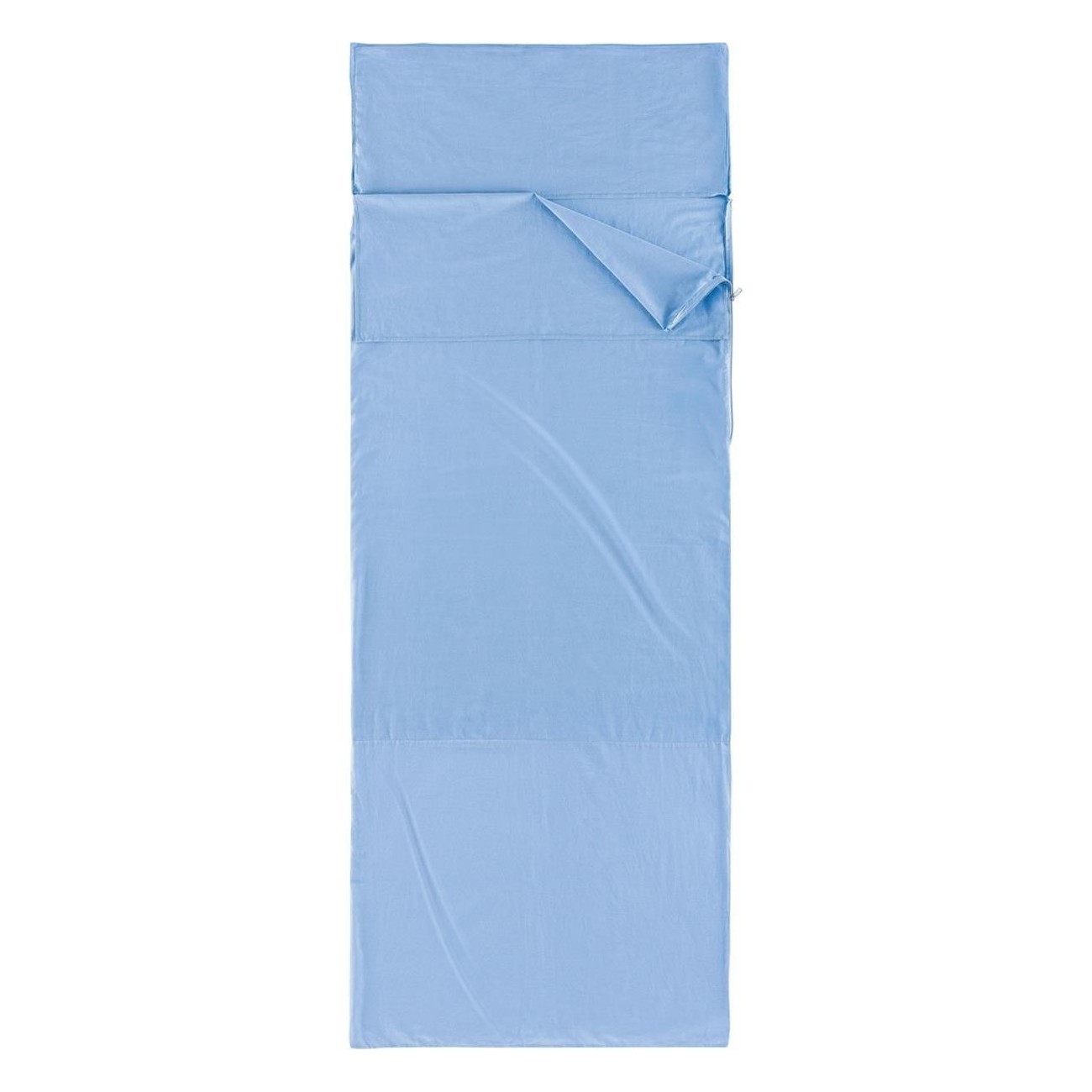 Drap de sac en coton bleu avec fermeture éclair et poche pour coussin 210x80 cm - 1