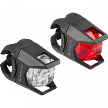 Set de Mini Lampes LED M-Wave Hunter Noir avec 2 LED Blancs et Rouges - 1