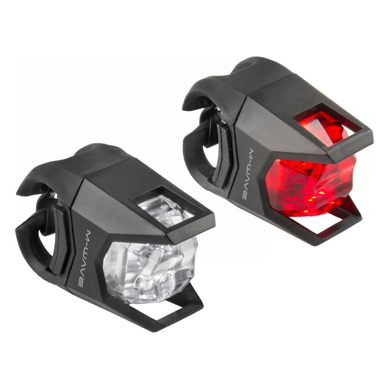 Set de Mini Lampes LED M-Wave Hunter Noir avec 2 LED Blancs et Rouges - 1