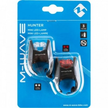 Set de Mini Lampes LED M-Wave Hunter Noir avec 2 LED Blancs et Rouges - 4